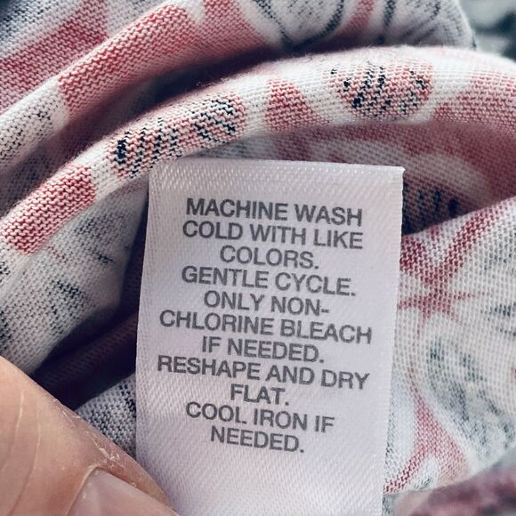 J. Jill Top Size Medium Petite Red Black Leaf Pattern Tunic Lagenlook Colorful - Picture 7 of 7